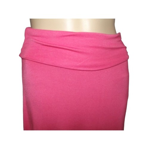 Coco Medium Maxi Skirt rollover waist long pretty coral pink knit rayon spandex - Picture 2 of 8