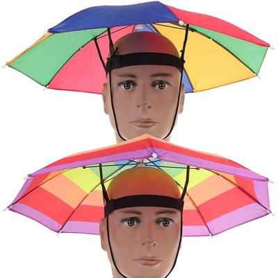 2 Stück Regenschirmhüte, Bunt, Verstellbar – Für Strand, Gartenarbeit, Angeln, Alle Altersgruppen, 56 Cm Durchmesser