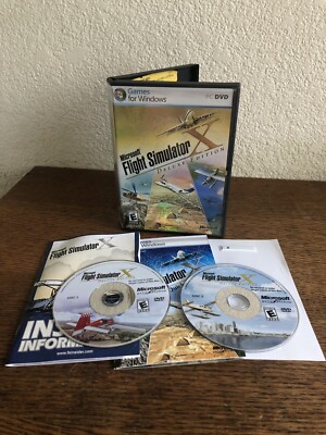 PC Microsoft Flight Simulator X Deluxe Edition 2 Disc Manual CD Key Inside Case