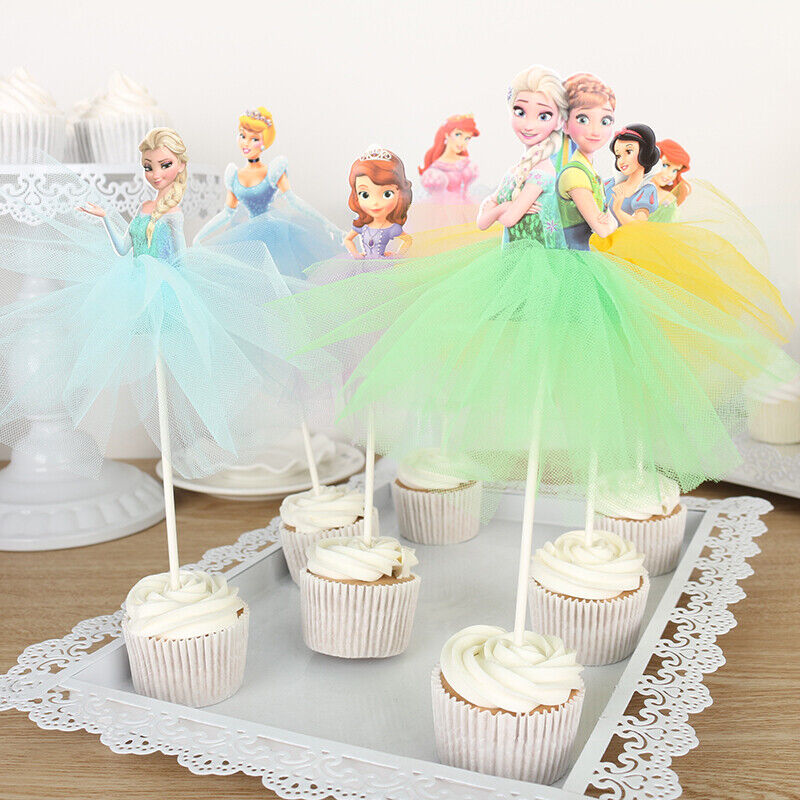 Праздничная свеча или украшение для торта 7pcs Disney Princess Cupcake Topp...