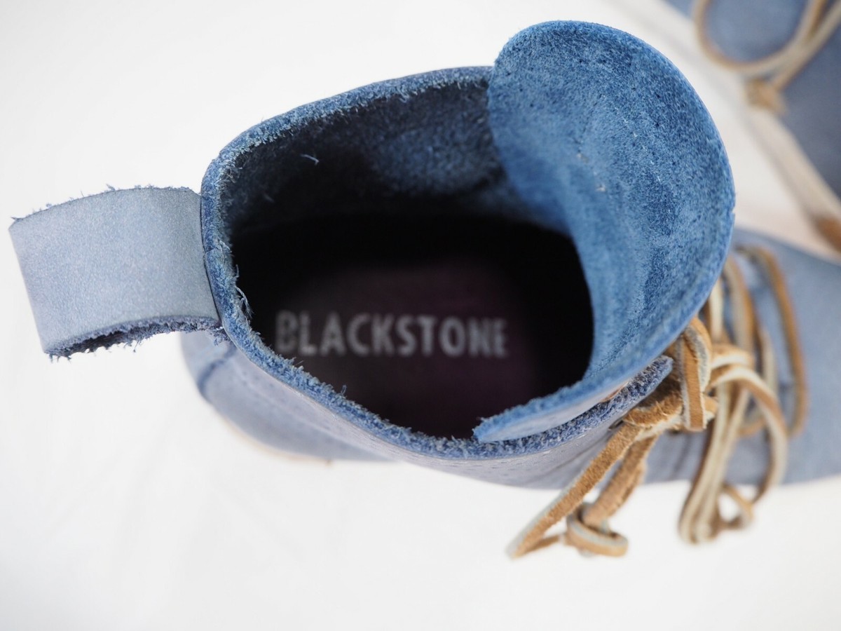 $230 Blackstone MEN perforated Leather High-Top shoe sneaker sky blue 38 (MG12) The Carter Mid-Top Sneaker - Blue - White Sole – Paul Evans main image 4