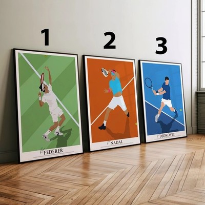 Federer Nadal Djokovic Tennis Legends Minimal Sports Poster