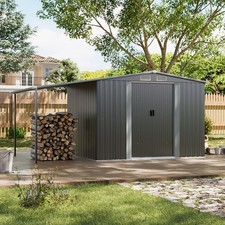 Metal Garden Shed with Large Open Side Shed Outdoor Bike Tool Storage Shed House