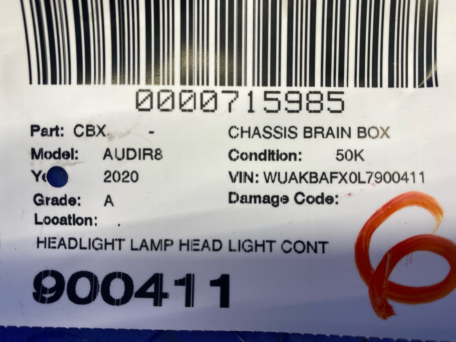 2017-2023 AUDI R8 HEADLIGHT LAMP HEAD LIGHT CONTROL MODULE UNIT 4H4907357G OEM