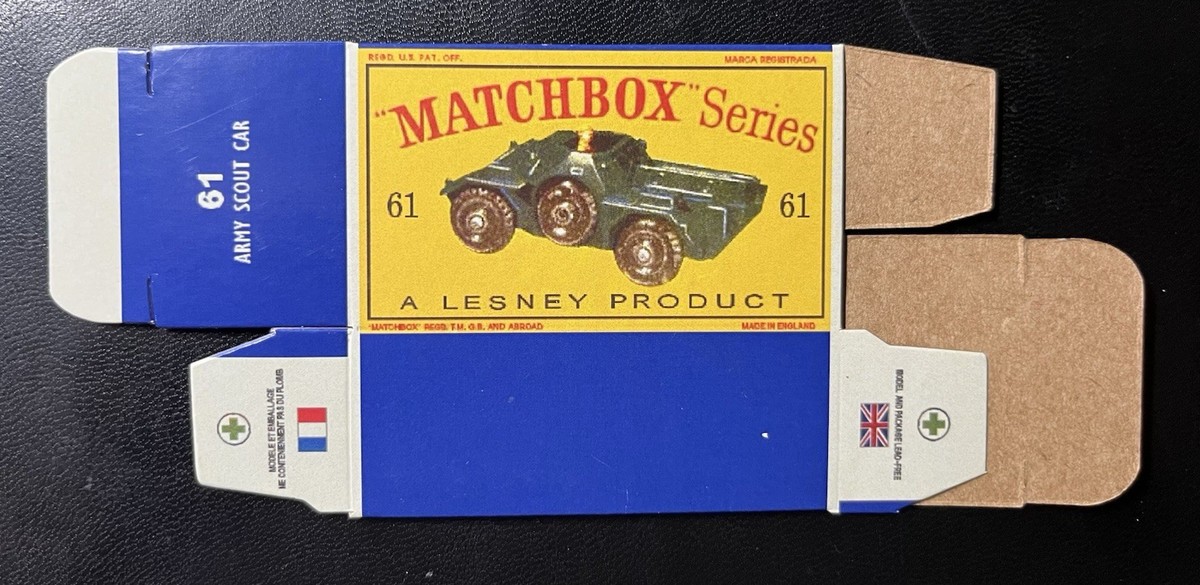 MATCHBOX 　No.61 Army Scout Car Matchbox #61 Army Scout Car '61-'65 Type D Repro Box | eBay