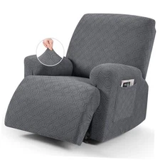  Recliner Chair Cover, 3-Pieces Stretch Recliner Covers for 1 Seater Dark Gray