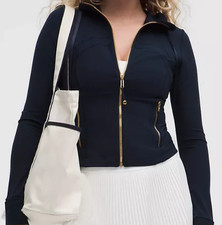 LULULEMON DEFINE Cropped Hooded Jacket Nulu True Navy Gold Gold USPS NWT