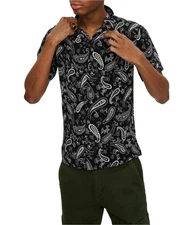 Elevenparis Mens Paisley Button Up Shirt