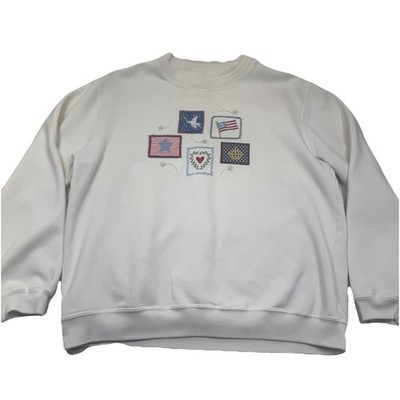 Vintage Classic Elements Sweatshirt Women s Patchwork America Crewneck Medium