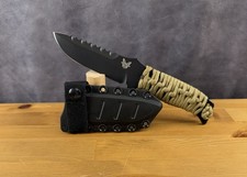 Benchmade 375 BK D2 Fixed Black Adamas Knife Serrated Spine with Sheath