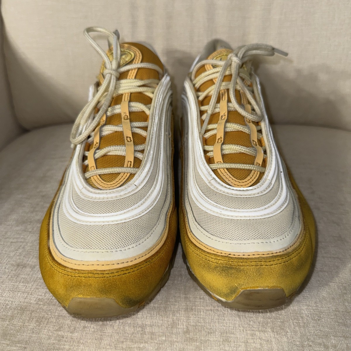 Size 14- Nike Air Max 97 Premium Koi Yellow White DQ9011-100 — product photo 7 of 12