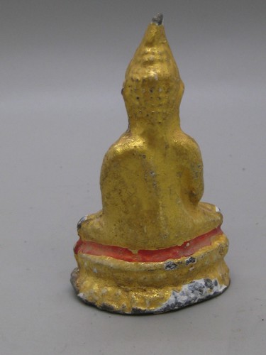 Fine Old Antique Thai Metal Gold Gilded Sitting Buddha Statue Amulet Thailand - Picture 4 of 7