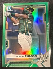 Robert Puason /99 Green Refractor 2021 Bowman Draft Chrome #BDC-153 Athletics