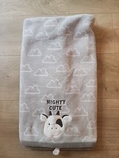 "Mighty Cute" Baby Blanket Cow Clouds Soft  Cozy Grey Parents Choice Wal-mart