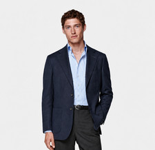 Suitsupply Havana Sport Coat Wool Navy Herringbone 36
