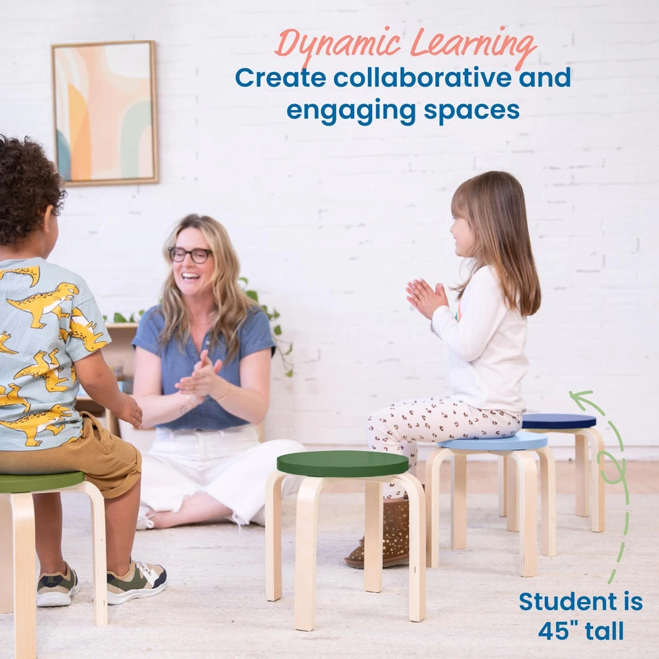 Bentwood Stackable Stools, Classroom Furniture, Earthtone, 6-Piece - Image 4 of 4