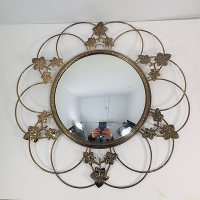 Vintage Round Brass / Gold Concave Mirror - Mid Century - MCM - 21  Decorative