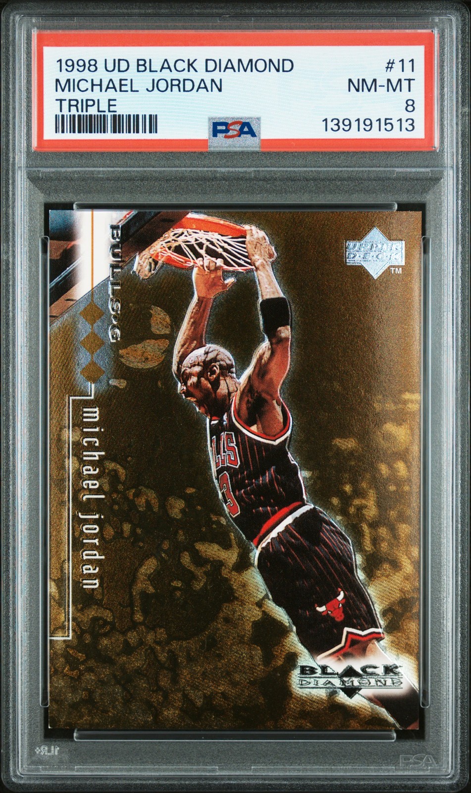 1998 UD BLACK DIAMOND TRIPLE #11 MICHAEL JORDAN 1194/1500 PSA 8