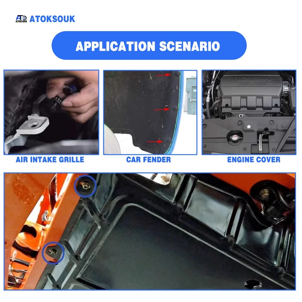 40 piezas para Hyundai Accent Motor Protector contra salpicaduras Placa de deslizamiento Pernos de carrocería Clips de tuerca en U Foto 4 de 4