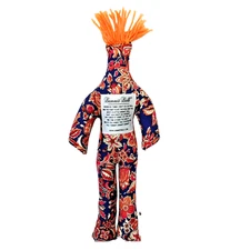 Dammit Doll Navy Blue Red Floral Stress Release Novelty Gag Gift Plush Yarn Hair
