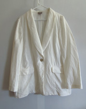 J Jill 100 Linen Blazer Womens Large White Jacket Pockets Single Button