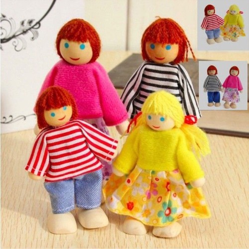 4 Pcs Familienpuppe Set Kind Spielspielzeug Vortäuschen Puppenfamilie - Bild 6 von 11