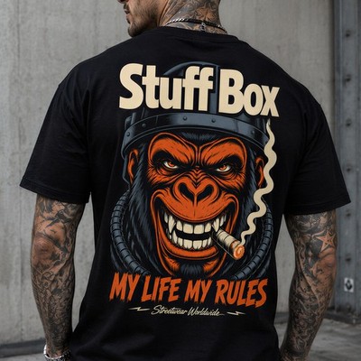 Stuff Box Herren Shirt Street Gorilla TShirt kurzarm schwarz S - 5XL Rundhals