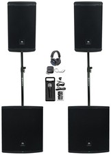 2 JBL EON710 10" DJ PA Speakers Bluetooth 2 EON718S Subwoofers Mic Headphones