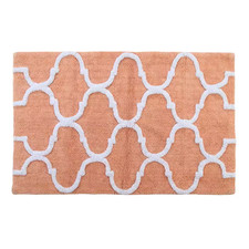 Cotton Coral/White 34 In. X 21 In. Latex Spray Non-Skid Backing Color Geometric
