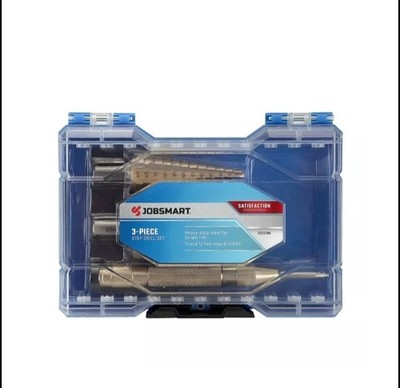 NEW 3 Piece Step Drill Bit Set auto center punch Jobsmart 