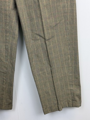 Lands End Herrenhose 32 x 33 hellbraun/schwarz Glen Plaid Baumwolle Plissee Bündchen adrett - Bild 3 von 7