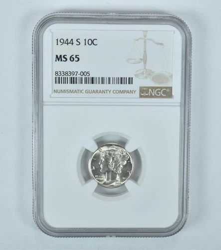 1944-S Mercury Dime MS65 NGC Brown Label