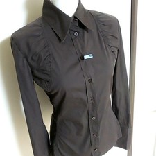 USED AUTHENTIC GUCCI COTTON STRETCH DRESS SHIRT, KHAKI BROWN, SIZE L GOOD