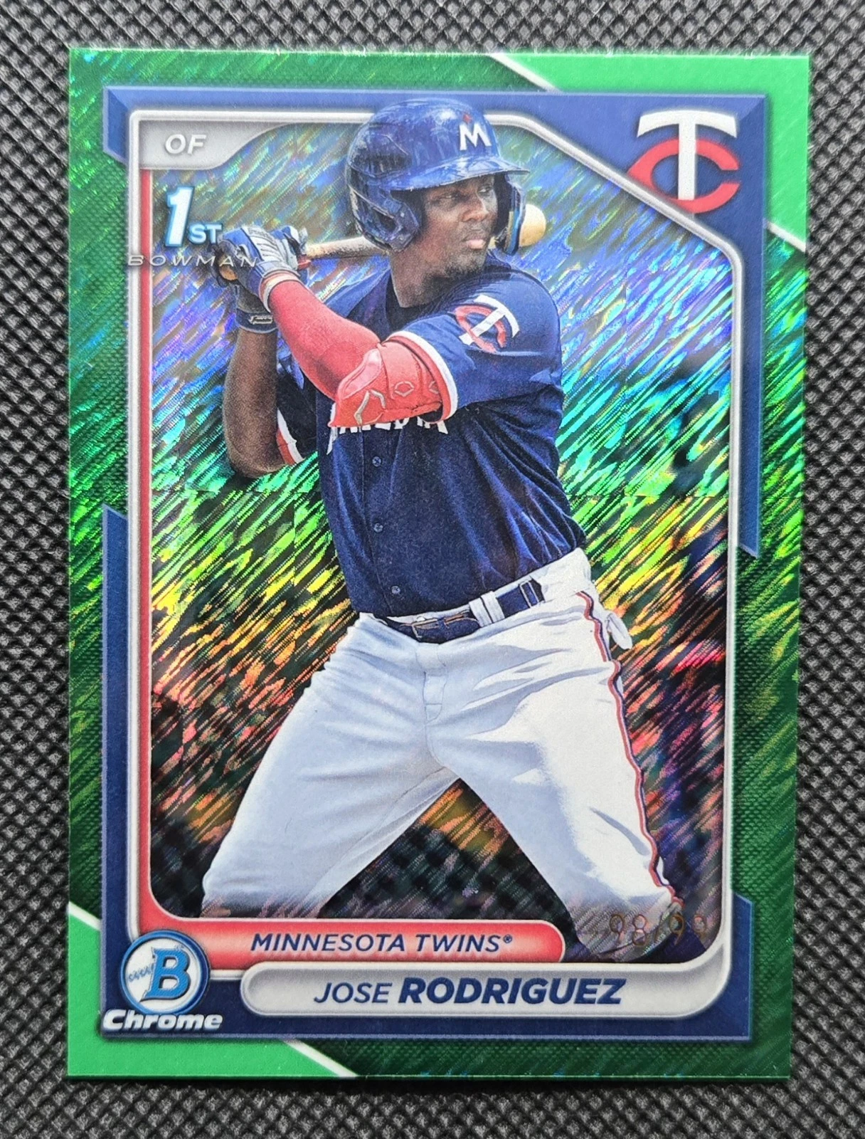 2024 Bowman Chrome Jose Rodriguez 1st Green Shimmer Refractor /99 #BCP-71 TWINS