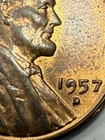 ** 1957-D UNC. LINCOLN CENT- DIE CHIP MINT ERROR IN '9''   PRICED TO SELL 🔥 **