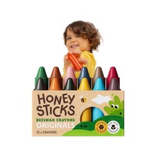 Honeysticks 100 Pure Beeswax Crayons 12 Pack - Non Toxic Crayons for Toddler