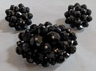 Vintage Black Beaded Cha Cha Set Brooch Cluster Clip On Earrings Estate Find! — photo 1