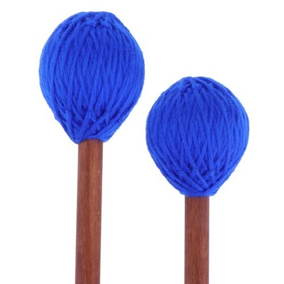 1 Pair Marimba Mallets Medium Blue Hard Yarn Head Keyboard Maple Handle