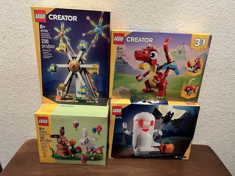 Lego Seasonal Lot. Luminous Ghost, Red Dragon, Ferris Wheel and Easter Rabbits.
