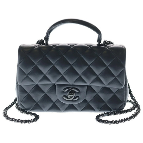 Chanel Top Handle Mini Flap Bag Shoulder Chain So Black r0_0604