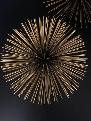SET of 3 MCM Style VTG Gold Atomic Metal Starburst Wall Decor Sea Urchin 1960’s - Picture 5 of 12