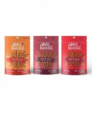 WholeHearted Grain Free Soft and Chewy Dog Stick Treats 6oz (Chicken Beef Bacon)
