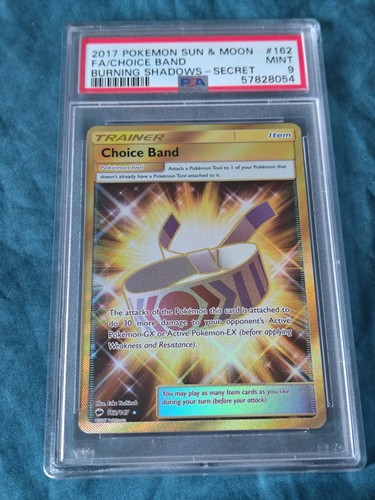 PSA 9 Choice Band 162/147 - Burning Shadows Secret Rare 2017 Pokemon Sun & Moon
