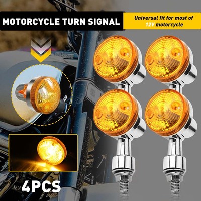 4X Motorcycle Turn Signals Blinker Light Amber For Kawasaki Honda SuzUSi New US