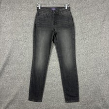 NYDJ Jeans Womens 4 Charcoal Legging Skinny Stretch Denim Made in USA Zip Fly