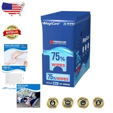 75% Alcohol Hand Wipes - 200 Large Unscented Travel Sanitizer Wipes