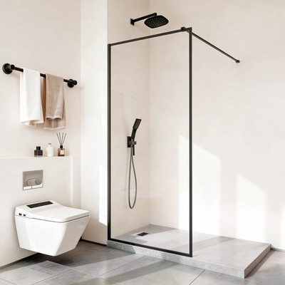Fixed Glass Shower Panel, 34 x 73.6 in Full-Framed Fixed Shower Screen, 5/16 in