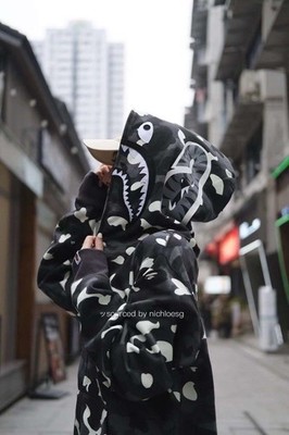 BAPE CITY CAMO SHARK HOODIE FULL ZIP HOODIE (SS23) BLACK