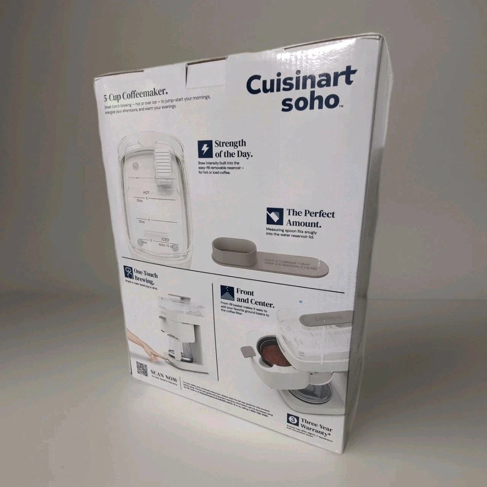 Cuisinart Soho 5 Cup Hot or Over Ice Coffee Brewer White Truffle New in the Box - Image 2 of 4