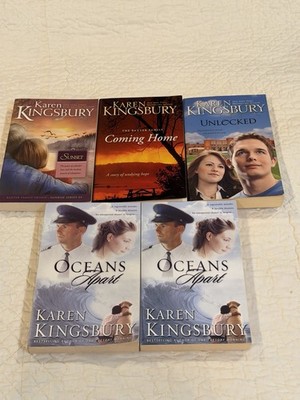 Karen Kingsbury Book Lot 5 Christian Fiction Oceans Apart Sunset More